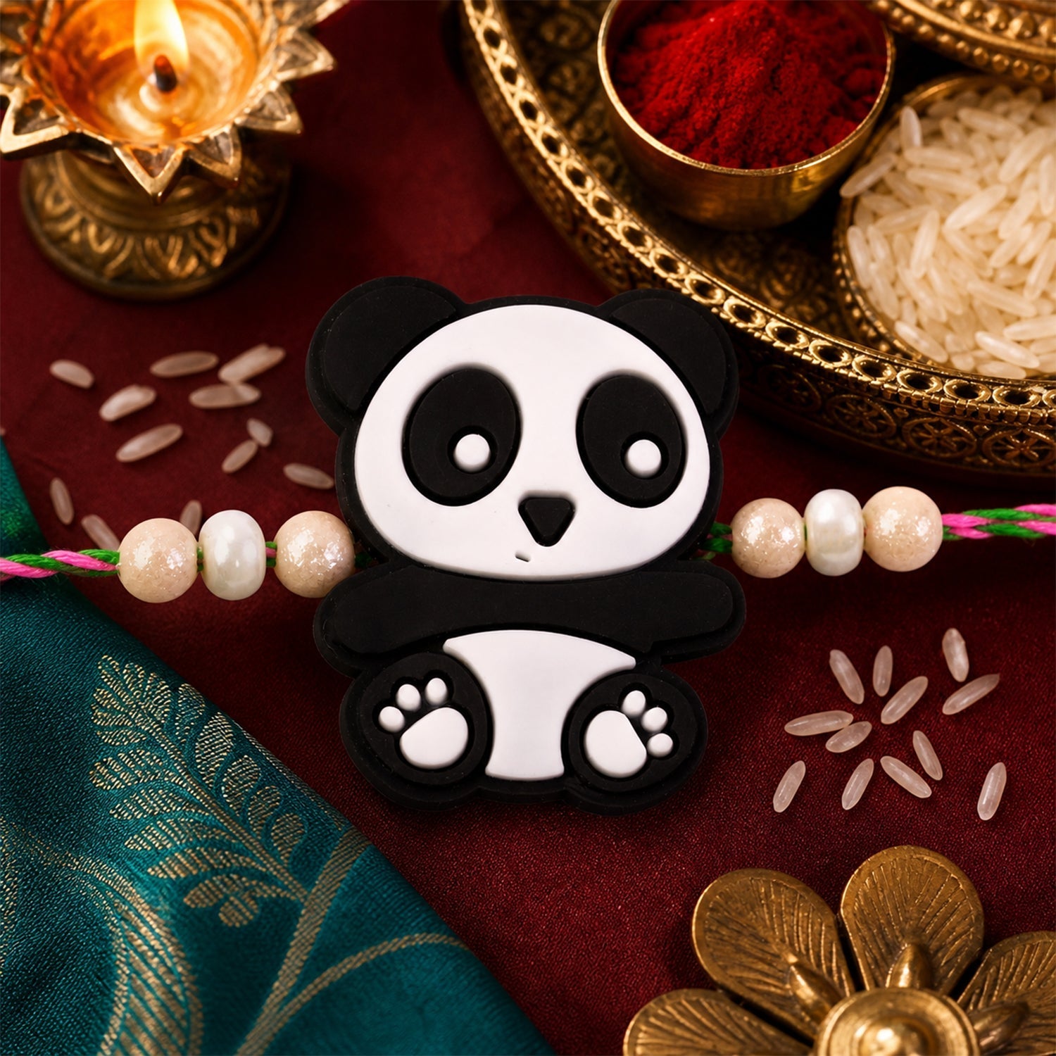Panda Character Kids Rakhi Pearl Beaded Designer Rakhi (5pcs)