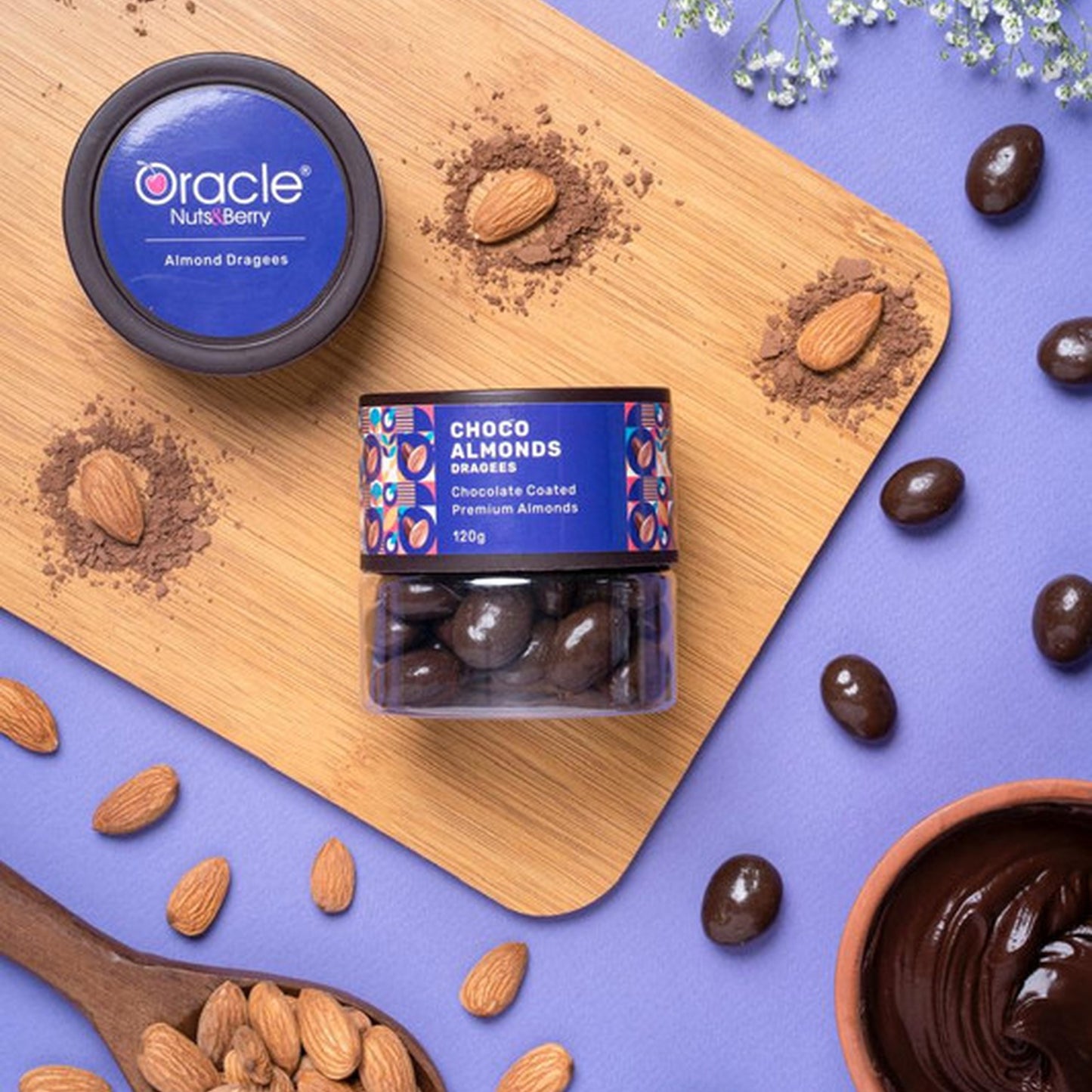 Oracle Choco Almonds Dragees, Smooth Chocolate-Coated Crunchy Premium Badam Treat 120g