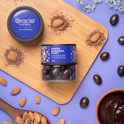 Oracle Choco Almonds Dragees, Smooth Chocolate-Coated Crunchy Premium Badam Treat 120g