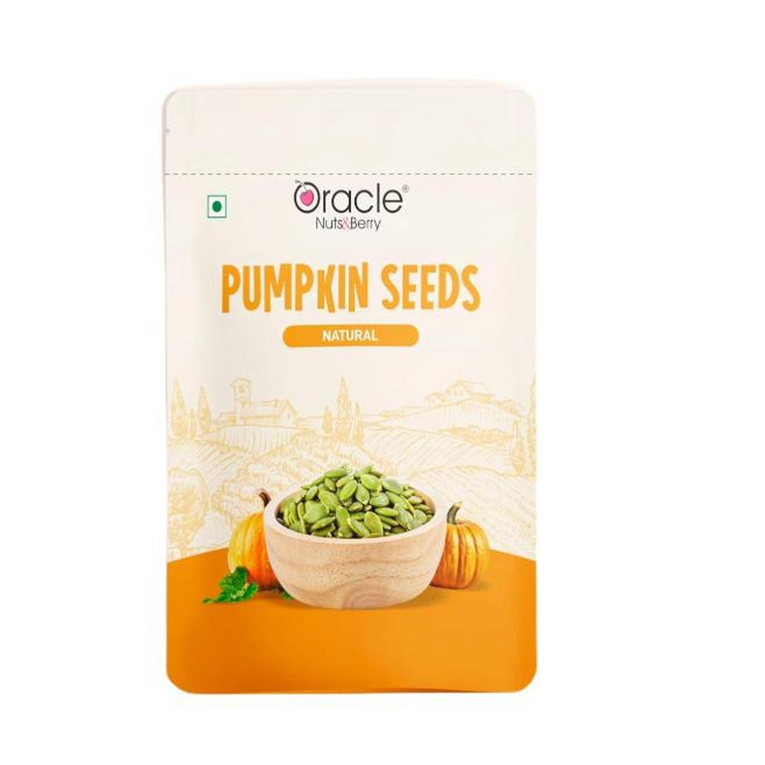 Raw pumpkin seeds on a wooden table - nutritious superfood