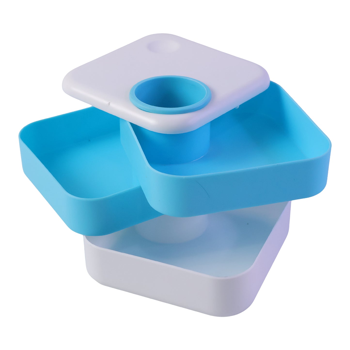 Rotating Desk Organizer Pen Stand with Multi-Layer Storage Trays for Stationery