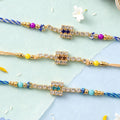 Bold Square Stone Rakhi for Raksha Bandhan Gifting (Pack of 6)