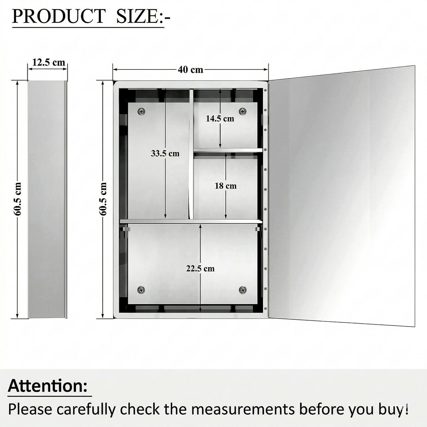Wall Mounted Mirror Cabinet with Storage, HD Mirror Door Bathroom Organizer with Multi Shelf Storage & Modern Design