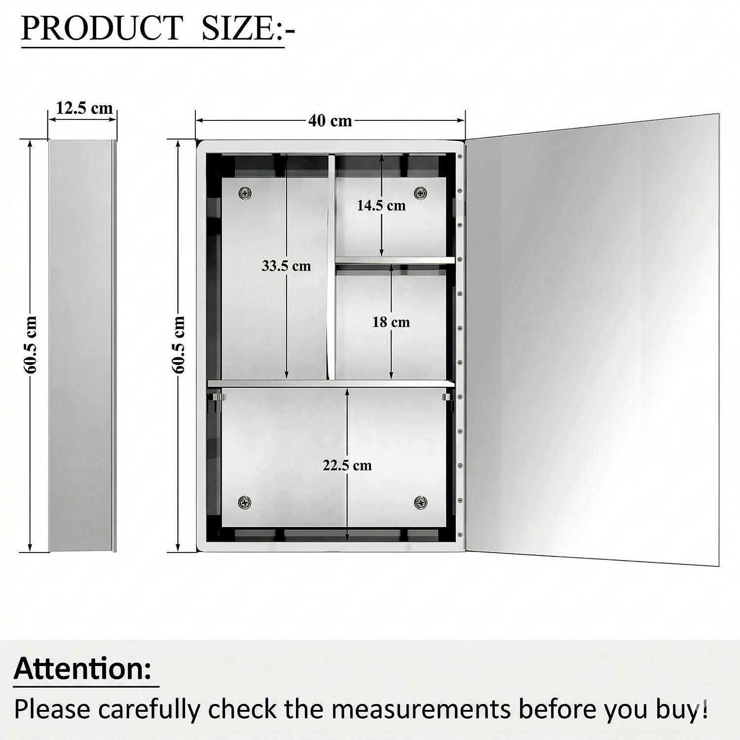 Wall Mounted Mirror Cabinet with Storage, HD Mirror Door Bathroom Organizer with Multi Shelf Storage & Modern Design