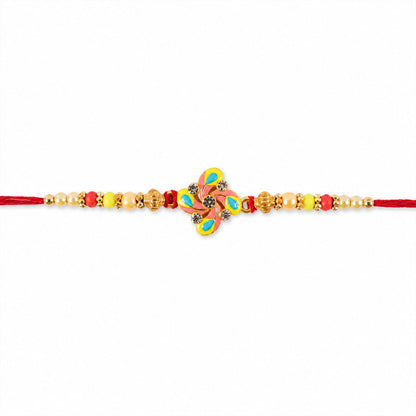 Meenakari Pinwheel Floral Crystal Stone Rakhi for Brother (5pcs)