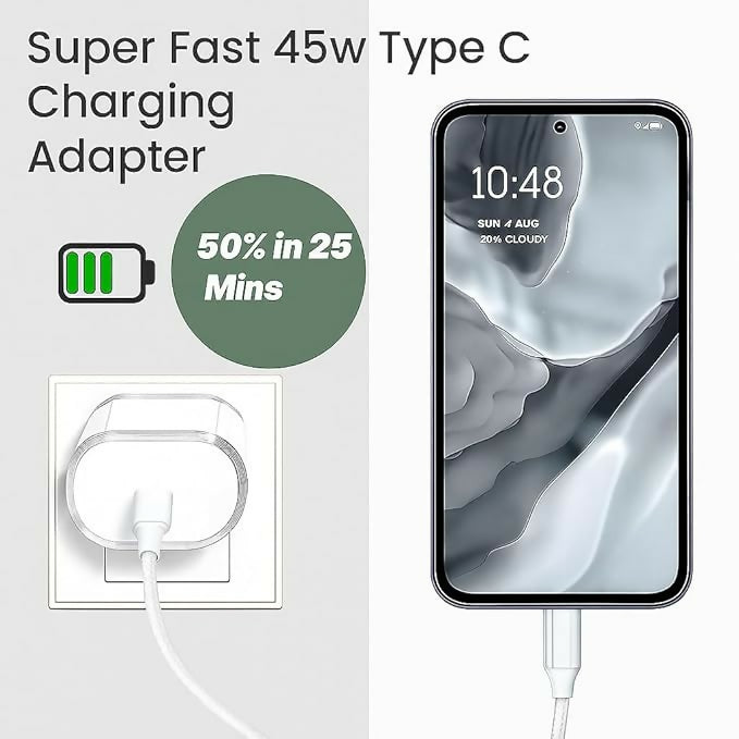 Back view of UNITEQ QuickVolt 45W Type-C charger white