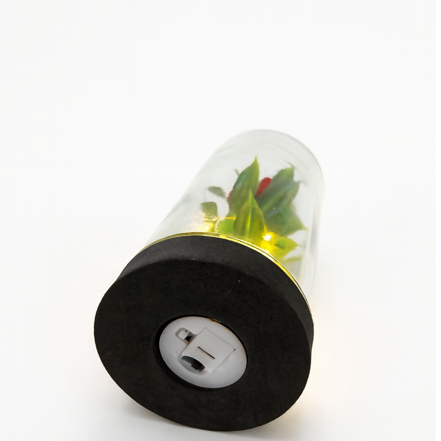Decorative Glass Dome LED Fairy Light Plant Showpiece – Artificial Pomegranate Stem with Warm Lights – Battery Operated Tabletop Home Décor, Desk Night Lamp for Living Room, Bedroom, Café, and Gift