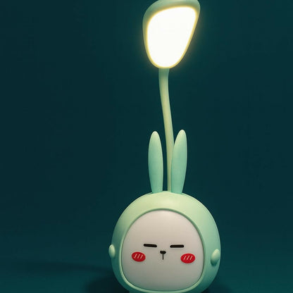 Cute Bunny LED Desk Lamp with Adjustable Neck & USB Charging for Study