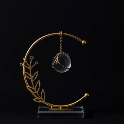 Crystal Ball Crescent Metal Table Decor Modern Decorative Showpiece