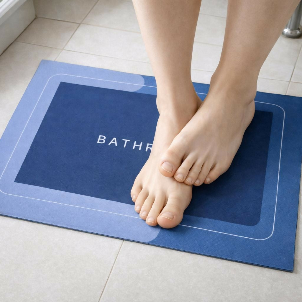 Rectangle B Grade Bathroom Mat – Waterproof Quick-Dry Floor Mat Blue (100Gm)