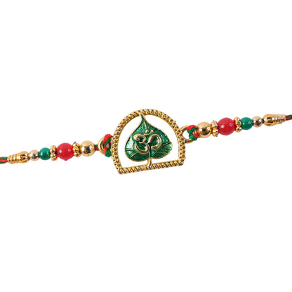 Divine Rakhi with Om Arch Plaque, leaf detail and display look for Festive Display