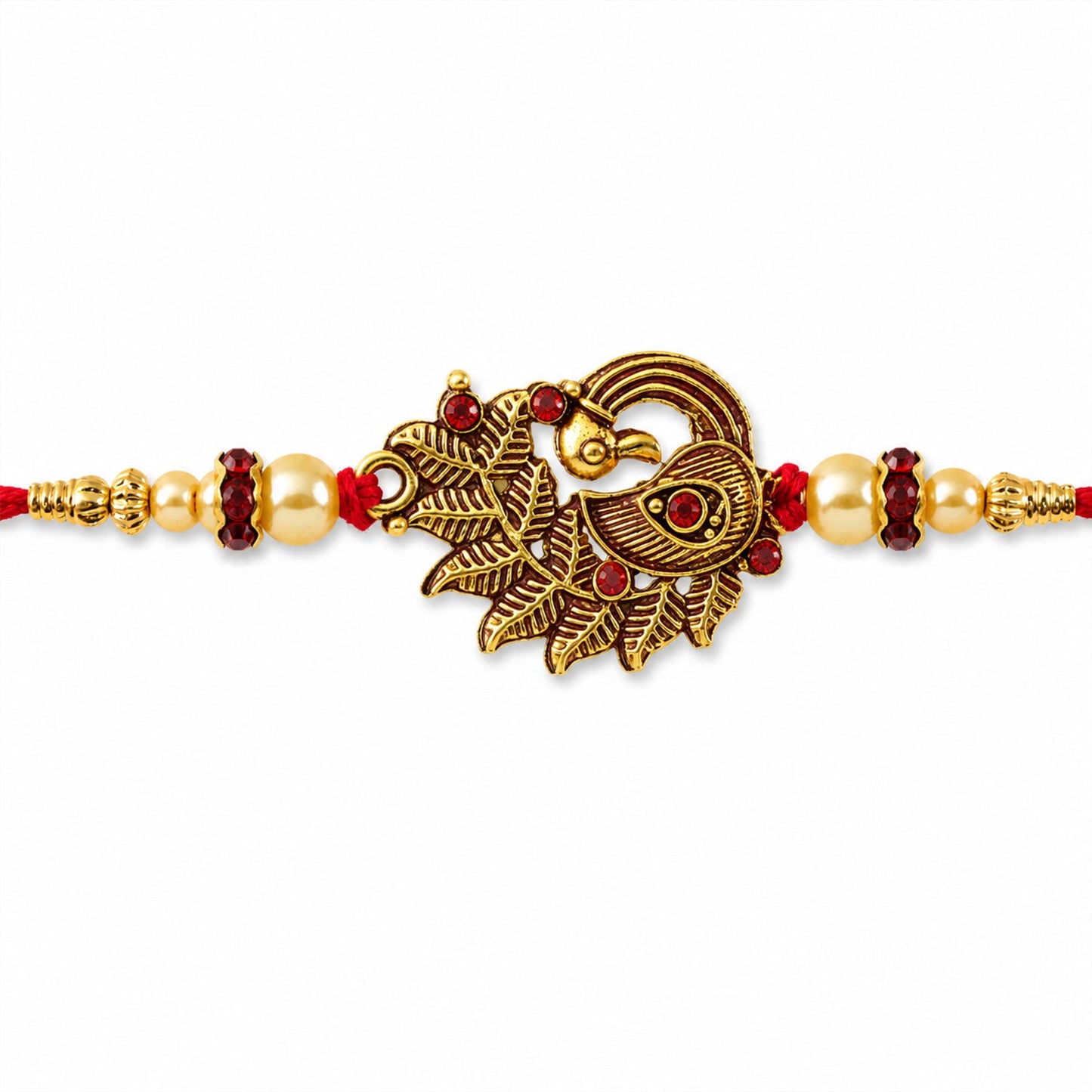 Peacock Rakhi Pearl Beads Festive Bracelet (5pcs)