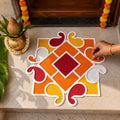 Square Shape Wooden Rangoli Stencil Board for Diwali, Pooja & Festive Floor Decor
