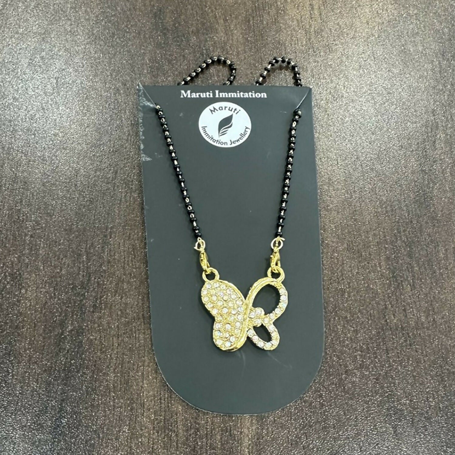 Elegant Gold-Toned Butterfly Design Mangalsutra with Sparkling Stone Pendant
