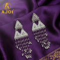 Amethyst Drop Silver Earrings – Elegant Tassel Statement Jewellery