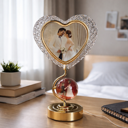 Heart Shape LED Photo Frame Lamp with Dual Display Table Light