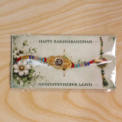 Om Symbol Rakhi for Brother Stone Studded Traditional Design (5pcs)
