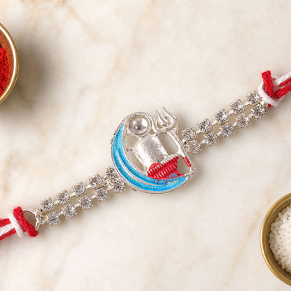 Premium Rakhi with Crescent Moon Charm, leaf touch and gift style for Raksha Bandhan