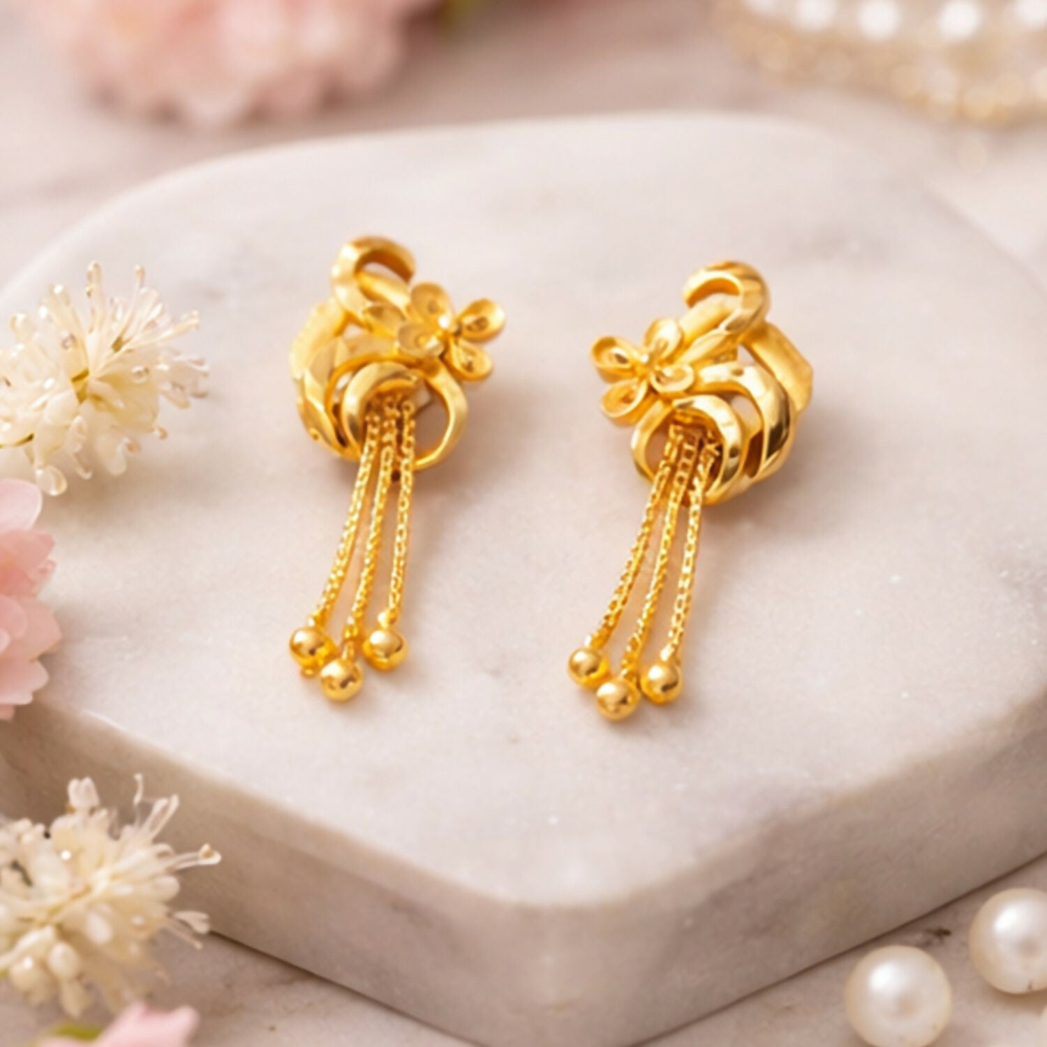 Elegant Golden Drop Earrings for Women & Girls | Lightweight Stylish Party Wear Earrings