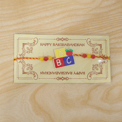 Kids Beaded Rakhi for Brother - Alphabet Blocks Cartoon Design (5pcs)