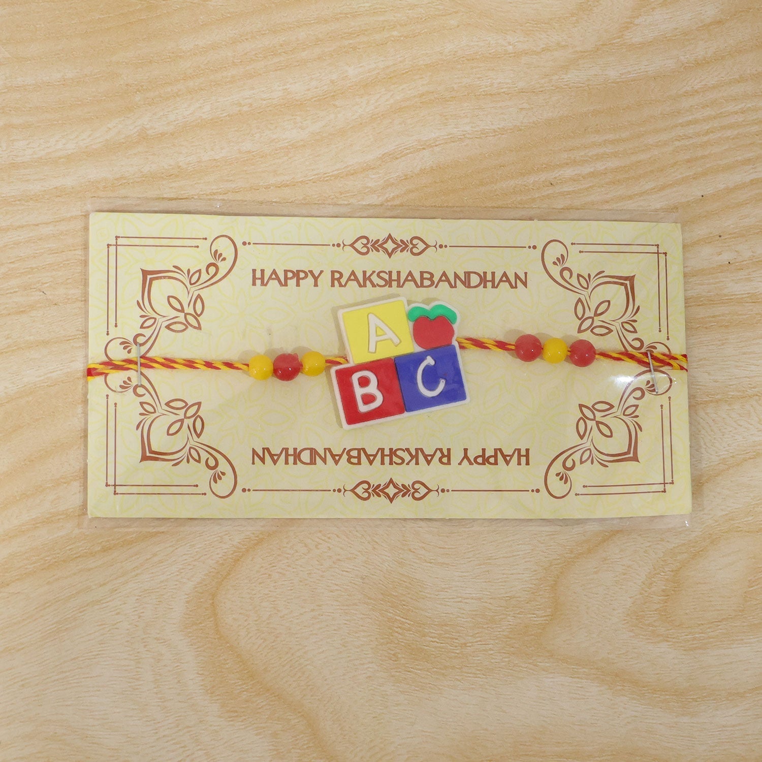 Kids Beaded Rakhi for Brother - Alphabet Blocks Cartoon Design (10pcs)