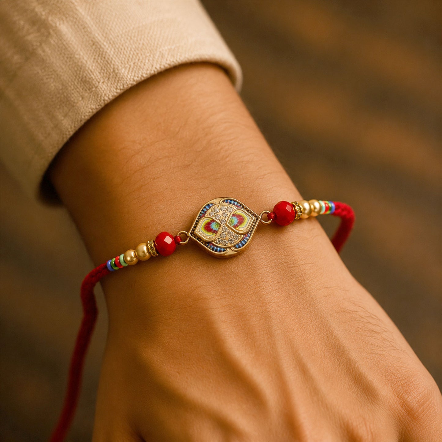 Royal Kundan Maroon Stone Designer Rakhi for Brother with Pearls & Beads