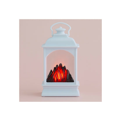 Decorative White LED Lantern with Simulated Fire Flame Effect | Battery Operated Flameless Lantern Light for Home Décor, Living Room, Bedroom, Garden, Diwali, Christmas & Gifting – Set of 3