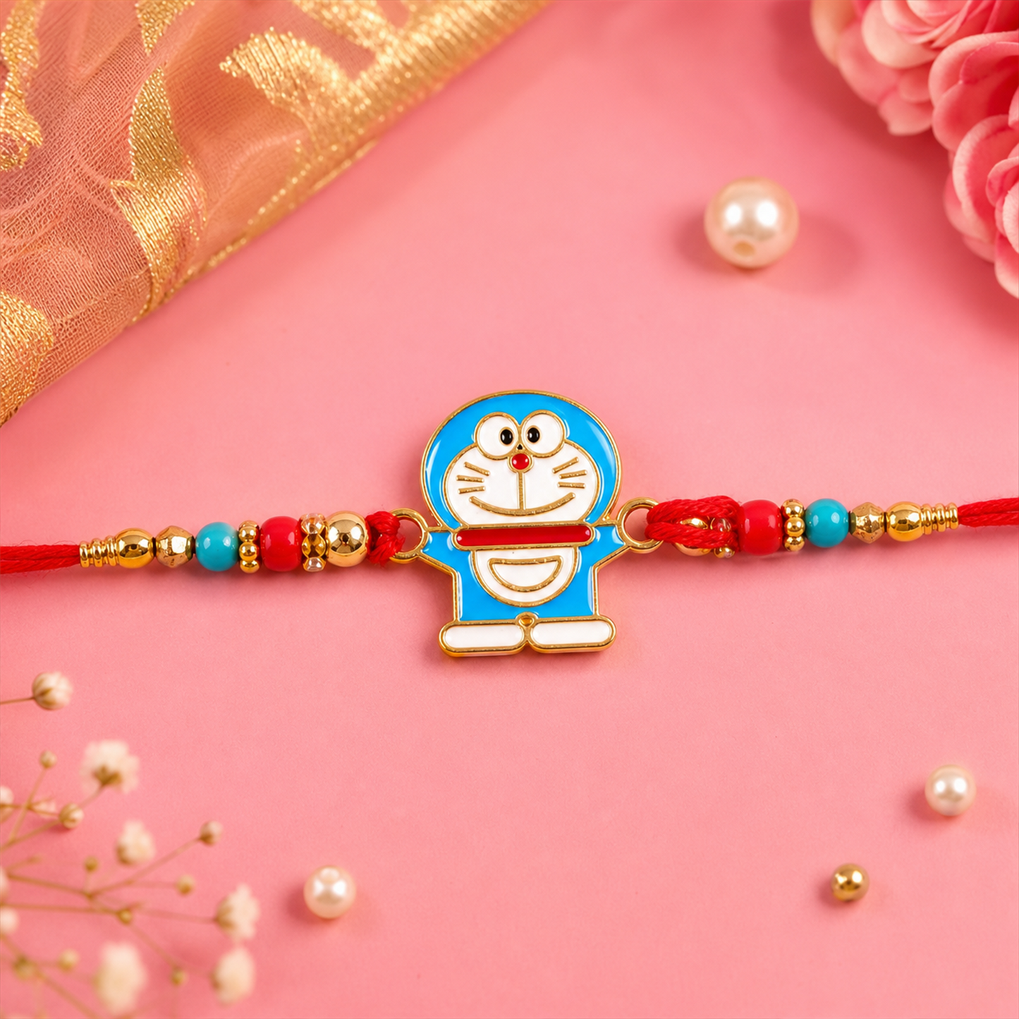 Blue Cartoon Cat Rakhi Set with Choco Magic, Pack of 3