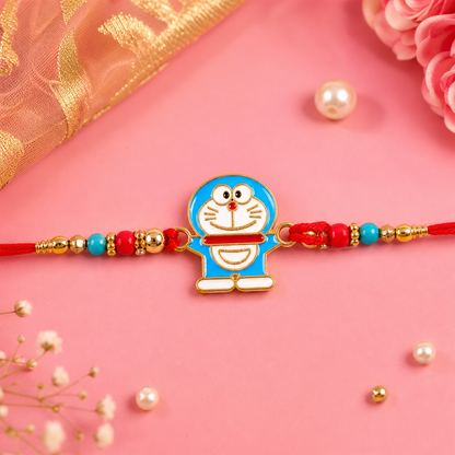 Blue Cartoon Cat Rakhi Set with Choco Magic, Pack of 3