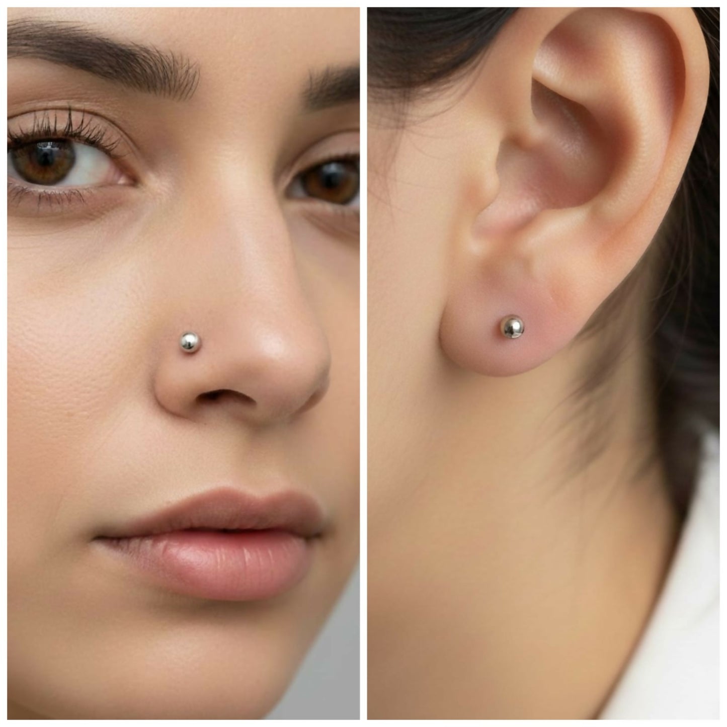 Stylish silver plated ball labret studs combo pack ideal for helix and conch piercings