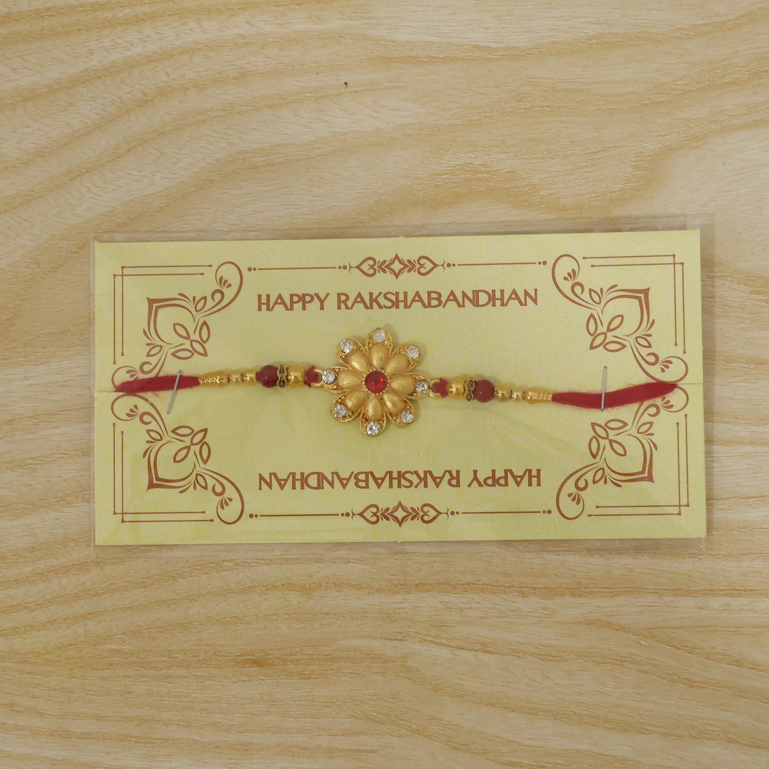 Golden Flower Rakhi for Brother Festive Raksha Bandhan Design (10pcs)