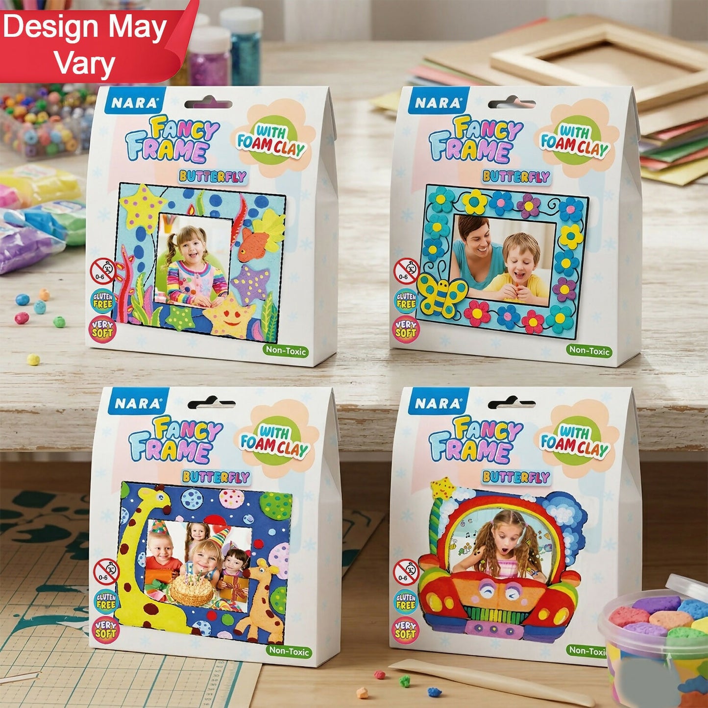 NARA Fancy Frame Foam Clay Art Kit Mix Design – DIY Photo Frame Craft Set for Kids Creative Activity (1 Pc)