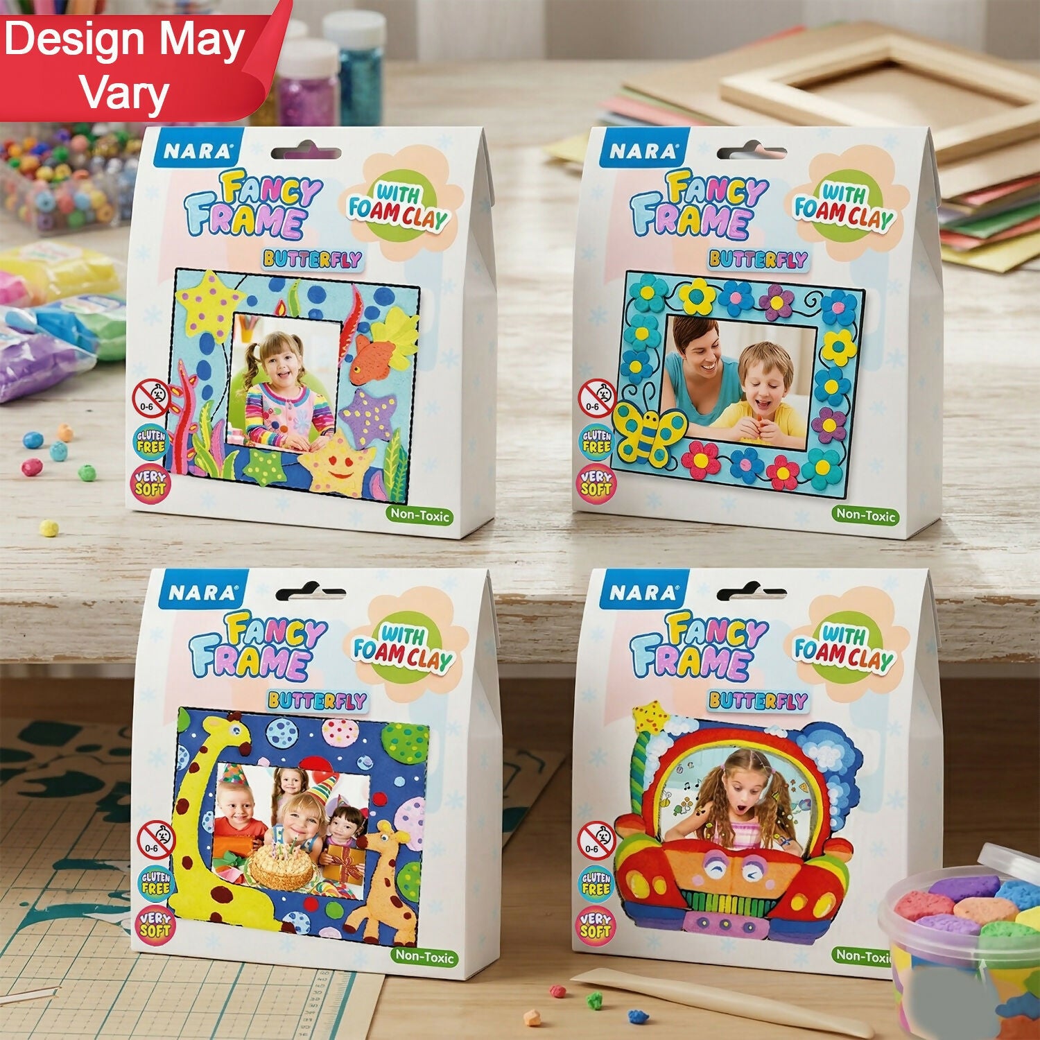 NARA Fancy Frame Foam Clay Art Kit Mix Design – DIY Photo Frame Craft Set for Kids Creative Activity (1 Pc)
