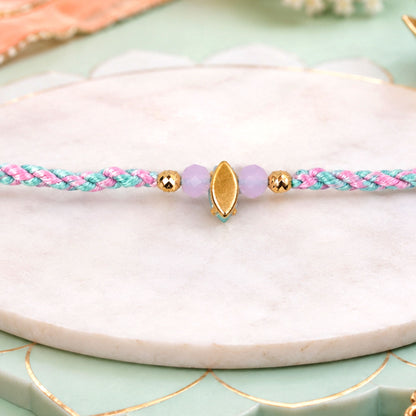 Beautiful Designer Rakhi with Studded Centre, Festive Beads and Raksha Bandhan Appeal