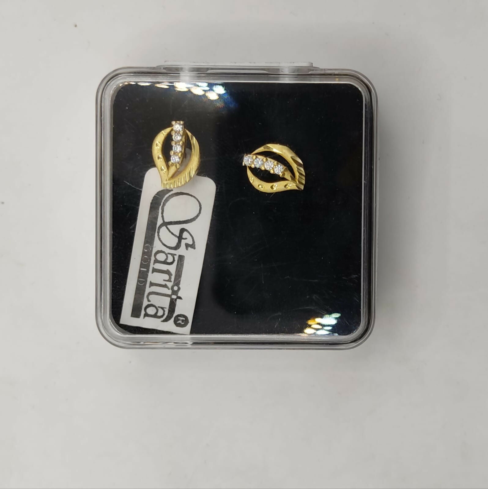 Gold Plated AD Leaf Stud Earrings for women and girls