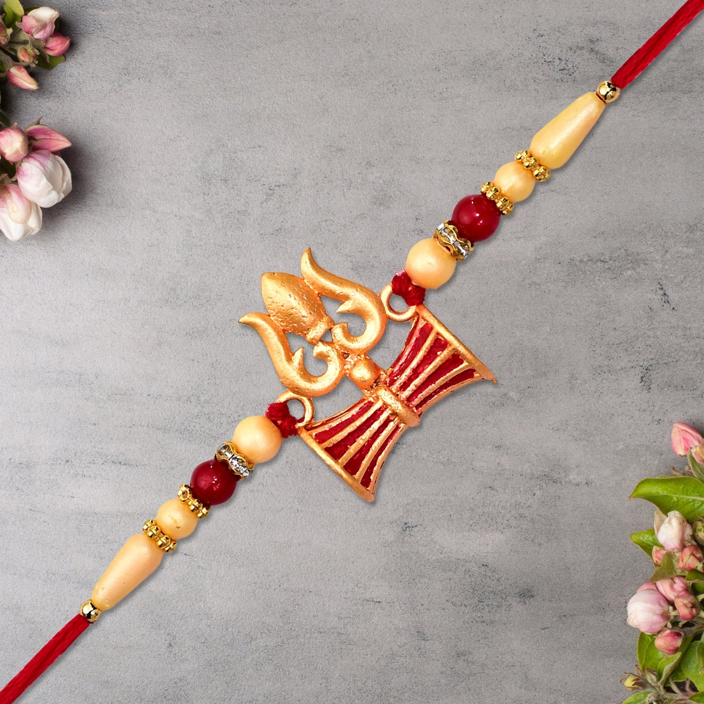 Om Trishul Rakhi Set with Choco Almonds, Pack of 3