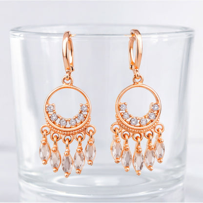 Close-up of lightweight designer fashion earrings suitable for party look