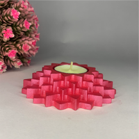 Handmade Flower 5-Step Diya – Metallic Pink | Layered Tealight Holder for Diwali, Pooja & Home Décor | Unique Festival Gift Item