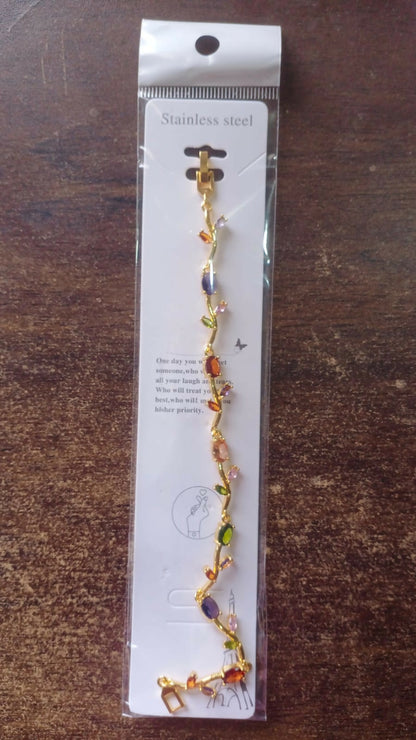 Model wearing gold-plated tulip crystal bracelet