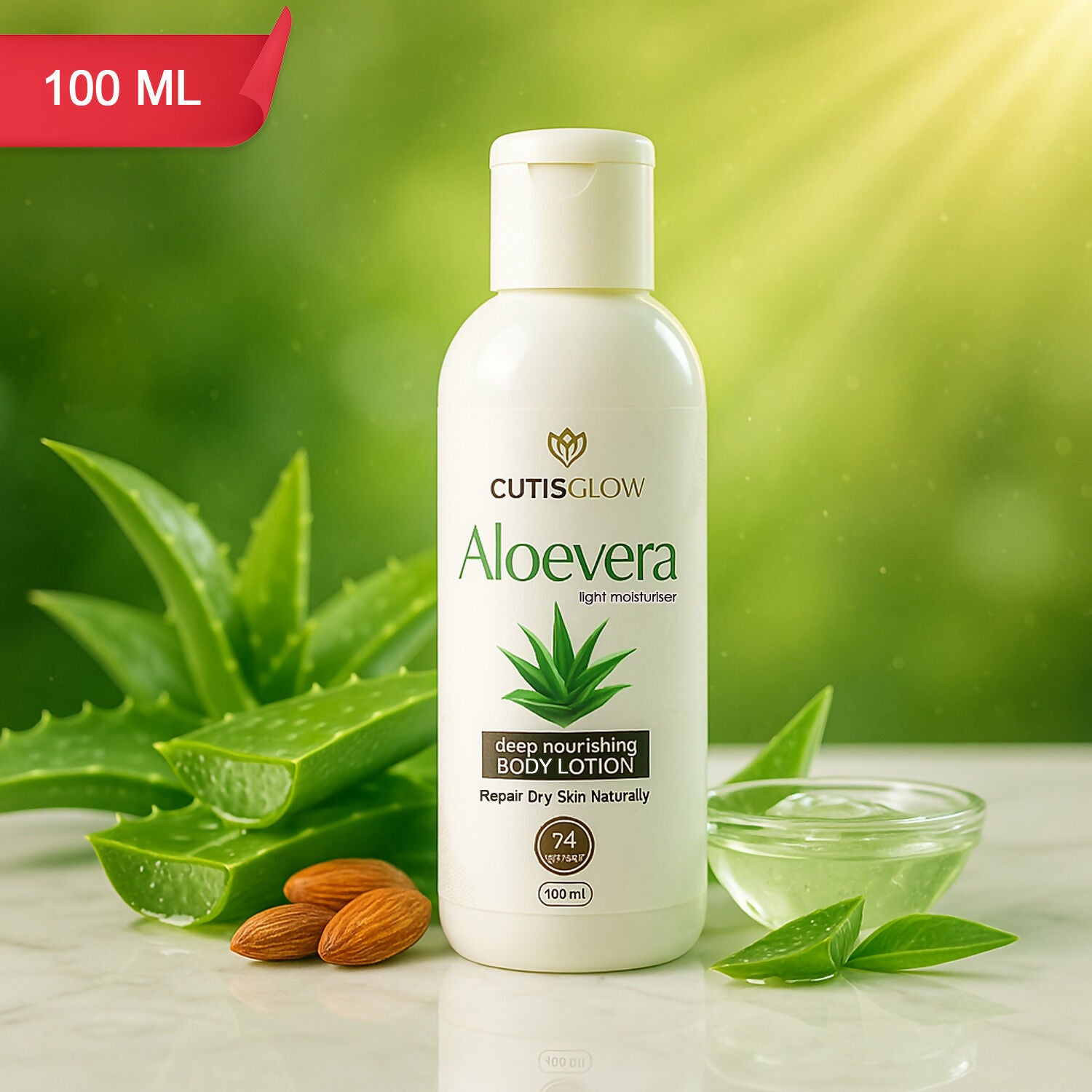 EyeletAloe Vera Deep Nourishing Body Lotion – Light Moisturizer for Hydrated & Soft Skin, Daily Skin Care with 24-Hour Moisturization (100ml)