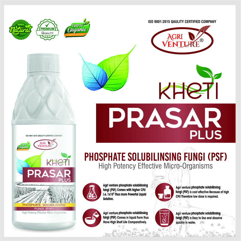 AgriVenture KHETI PRASAR PLUS ( PSF - Phosphate Solubilizing Fungi ) Eco-Friendly Bactericide Organic Product BIO FIRTILIZERS (1Ltr)
