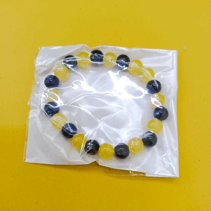 Black And Yellow Glass Beads Bracelet