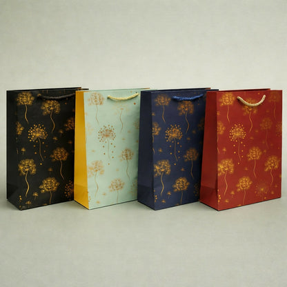 Premium Gold Floral Gift Bag with Handle Paper Carry Bag