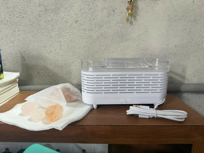 LED Flame Effect Himalayan Salt Rock Lamp | Ambient Light & Aroma Diffuser