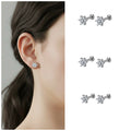 Crystal Flower Stud Earrings – Silver Plated Combo Pack of 3 Pairs