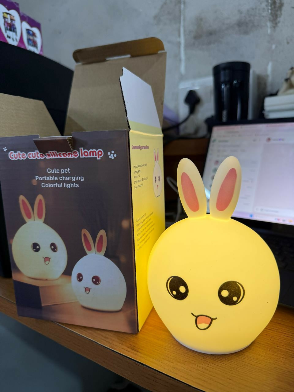 Cute Silicone Bunny Night Lamp – Color Changing LED Bedside Kids Light