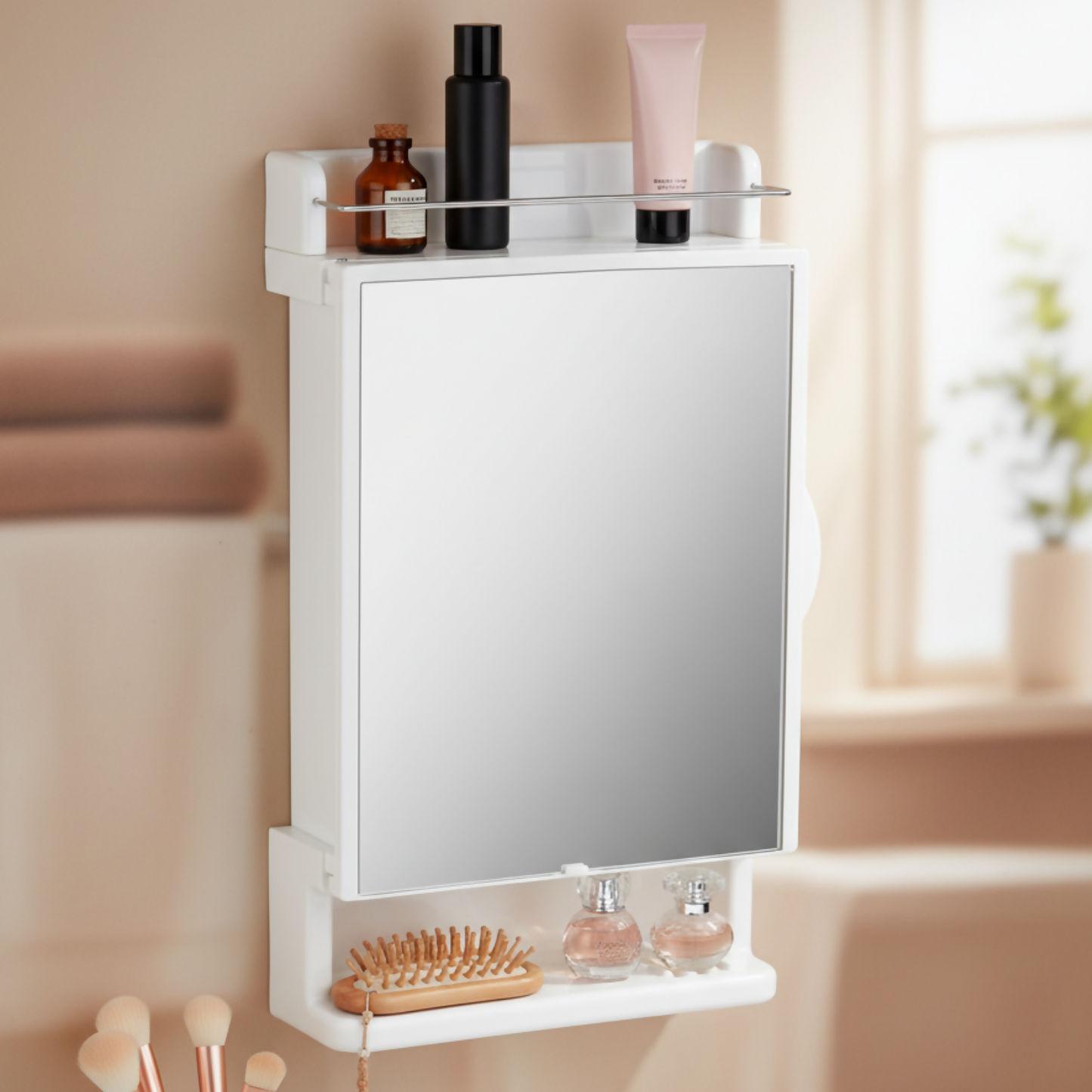 Professional Wall-Mount Makeup Studio With High-Gloss Finish & Mirror