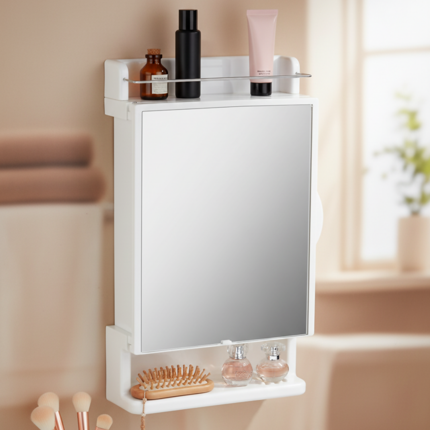 Professional Wall-Mount Makeup Studio With High-Gloss Finish & Mirror