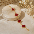 Red Clover Design Gold Tone Bracelet for Women Stylish Fashion Jewellery