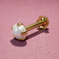 Gold plated Cultured Pearl Nose Pin Flat Back Stud for women and girls
